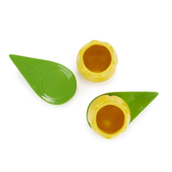et di tazze da caffè Balvi Tulip Colore giallo/verde 2 tazze a forma di tulipano e 2 piatti a forma