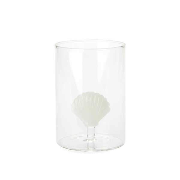 Balvi Verre Atlantis Shell Couleur blanc Fabriqué à la main en borosilicate Verre 300 ml