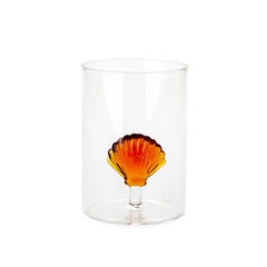 Balvi Glass Atlantic Shell Ambar colour Handmade in borosilicate glass 300 ml