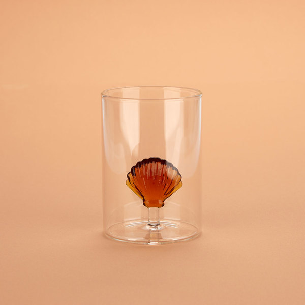 Balvi Glas Atlantic Shell Farbe Bernstein Handgemacht aus Borosilikatglas 300 ml