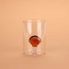 Balvi Glass Atlantic Shell Ambar colour Handmade in borosilicate glass 300 ml