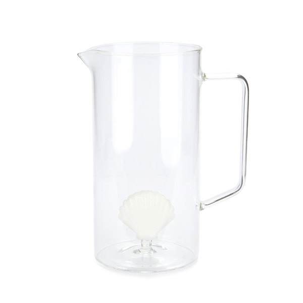 Balvi Jarra Atlantic Shell Color blanco Hecho a mano en borosilicato Vidrio 1,3 L