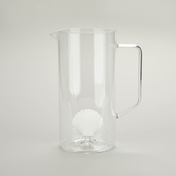 Balvi Jarra Atlantic Shell Color blanco Hecho a mano en borosilicato Vidrio 1,3 L