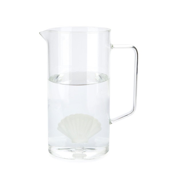 Balvi Jarra Atlantic Shell Color blanco Hecho a mano en borosilicato Vidrio 1,3 L