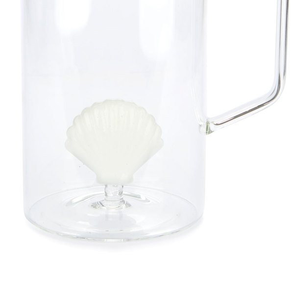Balvi Jarra Atlantic Shell Color blanco Hecho a mano en borosilicato Vidrio 1,3 L