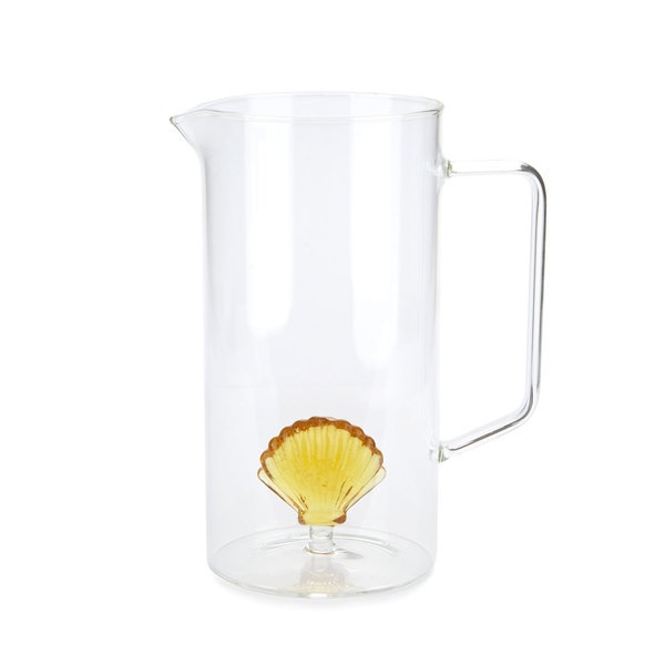 Balvi Jarra Atlantic Shell Color amarillo Hecho a mano en borosilicato Vidrio 1,3 L
