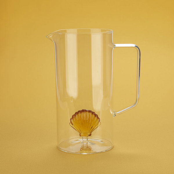 Balvi Jarra Atlantic Shell Color amarillo Hecho a mano en borosilicato Vidrio 1,3 L