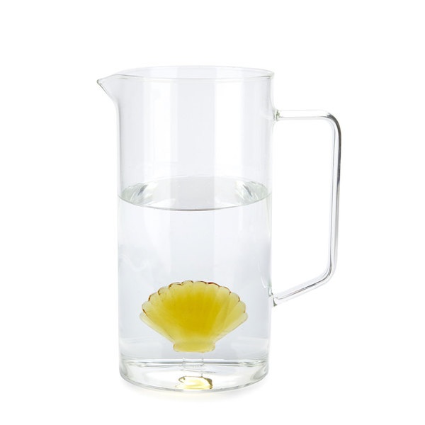 Balvi Jarra Atlantic Shell Color amarillo Hecho a mano en borosilicato Vidrio 1,3 L