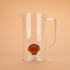 Balvi Krug Atlantic Shell Farbe Bernstein Handgemacht aus Borosilikatglas 1,3 l