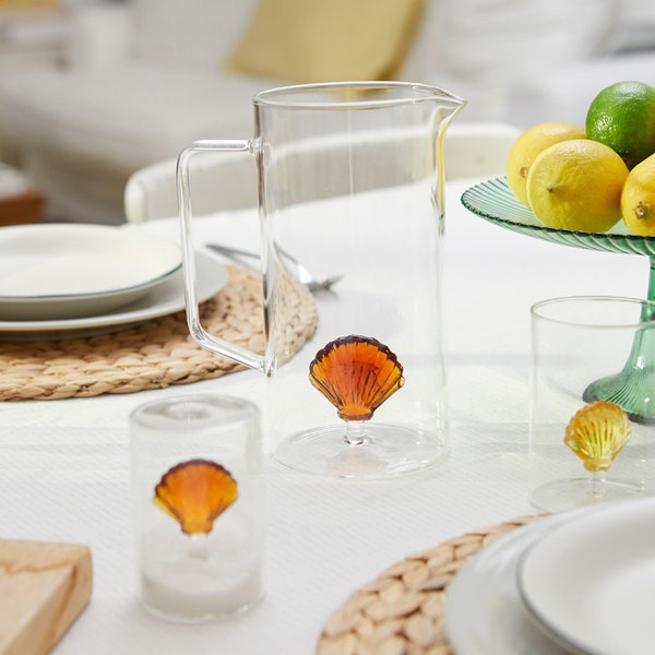 Balvi Jarra Atlantic Shell Color ámbar Hecho a mano en borosilicato Vidrio 1,3 L