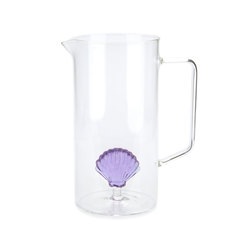 Balvi Krug Atlantic Shell Farbe Lila Handgemacht aus Borosilikatglas 1,3 l