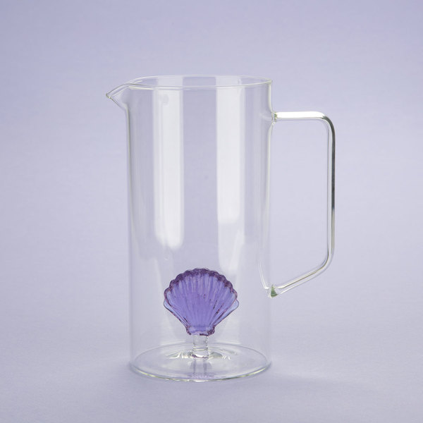Balvi Jarra Atlantic Shell Color lila Hecho a mano en borosilicato Vidrio 1,3 L