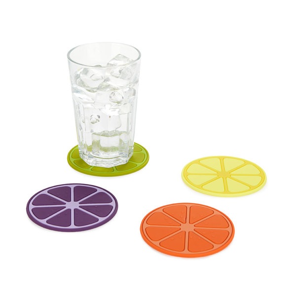 Balvi Posavasos Fruit Party 4 posavasos Diseño de frutas frescas y coloridas Plástico