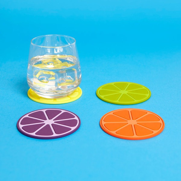 Balvi Posavasos Fruit Party 4 posavasos Diseño de frutas frescas y coloridas Plástico