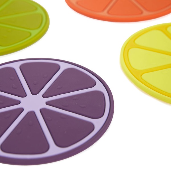Balvi Posavasos Fruit Party 4 posavasos Diseño de frutas frescas y coloridas Plástico