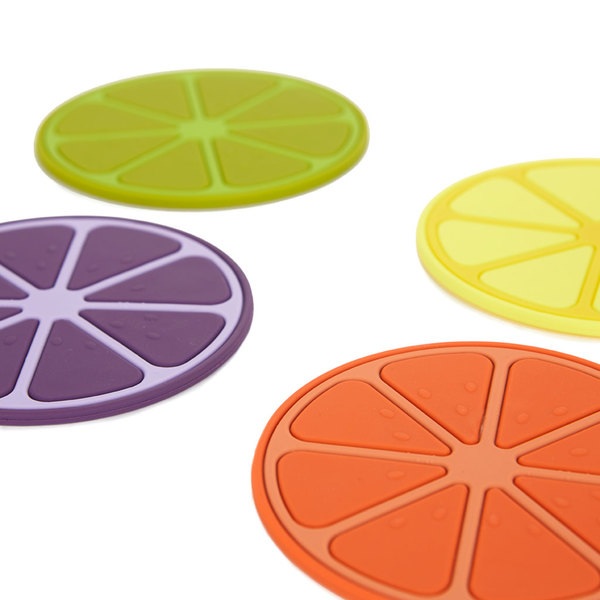 Balvi Posavasos Fruit Party 4 posavasos Diseño de frutas frescas y coloridas Plástico