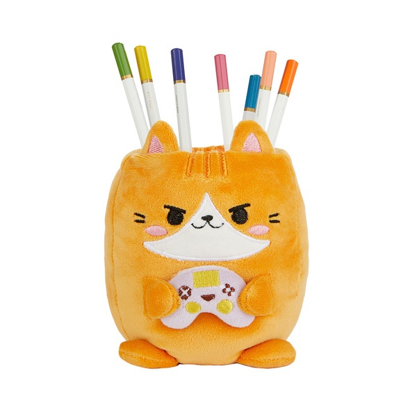 alvi Stiftehalter Fluffy Kawaii Gamer Farbe Orange Flauschig weiche Gamer-Katze Kunststoff/Polyester