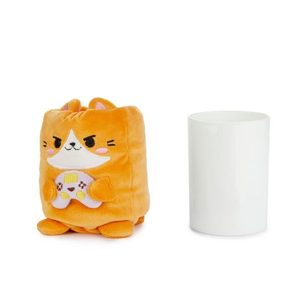 alvi Stiftehalter Fluffy Kawaii Gamer Farbe Orange Flauschig weiche Gamer-Katze Kunststoff/Polyester