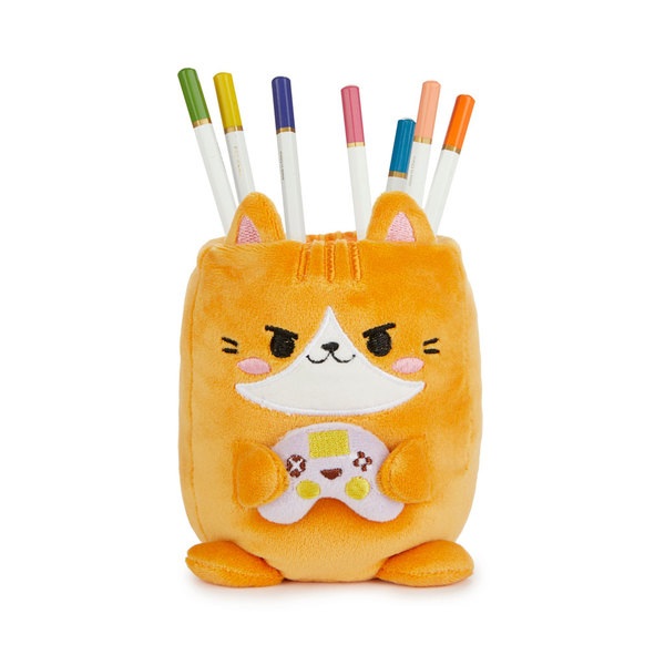 alvi Stiftehalter Fluffy Kawaii Gamer Farbe Orange Flauschig weiche Gamer-Katze Kunststoff/Polyester