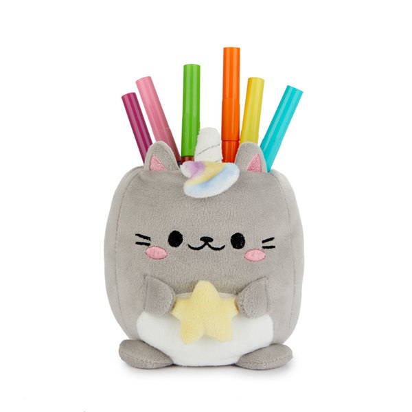 alvi Stiftehalter Fluffy Kawaii Starry Farbe Grau Flauschig weiche Einhorn-Katze Kunststoff/Polyeste