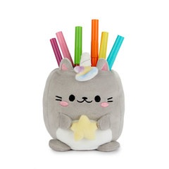 alvi Portalápices Fluffy Kawaii Starry Color Gris Gato unicornio suave y esponjoso Plástico/poliéste