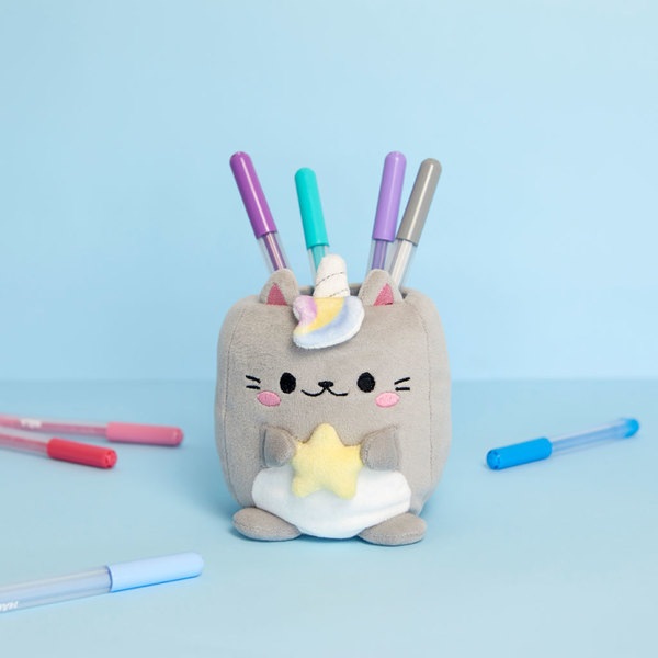alvi Stiftehalter Fluffy Kawaii Starry Farbe Grau Flauschig weiche Einhorn-Katze Kunststoff/Polyeste