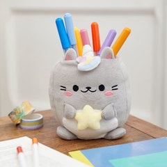 alvi Portalápices Fluffy Kawaii Starry Color Gris Gato unicornio suave y esponjoso Plástico/poliéste