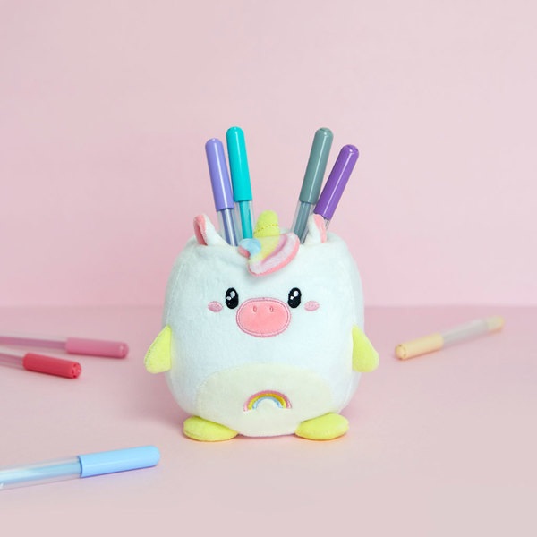 Balvi portamatite Fluffy Unicorn Colore bianco Unicorno morbido e spugnoso Tela/plastica