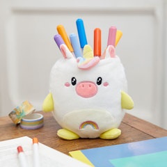 Balvi Pot à crayons Fluffy Unicorn Couleur blanc Licorne en peluche douce Plastique/polyester