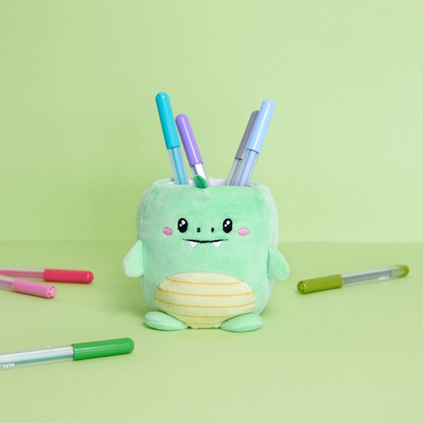 Balvi Portalápices Fluffy Dinoz Color verde Dinosaurio suave y esponjoso Tela/plástico