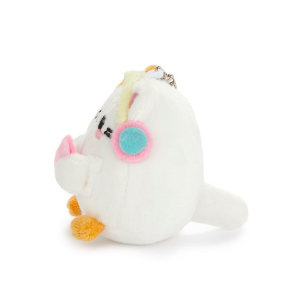alvi Llavero Fluffy Kawaii Melody Color blanco Gato con auriculares Suave y esponjoso Poliéster/meta