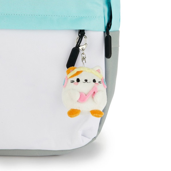 alvi Llavero Fluffy Kawaii Melody Color blanco Gato con auriculares Suave y esponjoso Poliéster/meta
