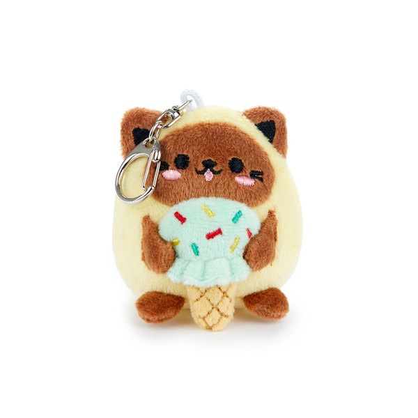 alvi Porte-clefs Fluffy Kawaii Minty Couleur jaune Amateur de crème glacée En peluche douce Polyeste