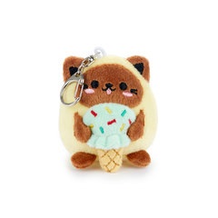 alvi Porte-clefs Fluffy Kawaii Minty Couleur jaune Amateur de crème glacée En peluche douce Polyeste