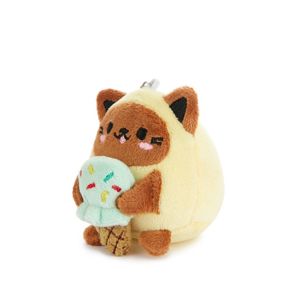 alvi Porte-clefs Fluffy Kawaii Minty Couleur jaune Amateur de crème glacée En peluche douce Polyeste