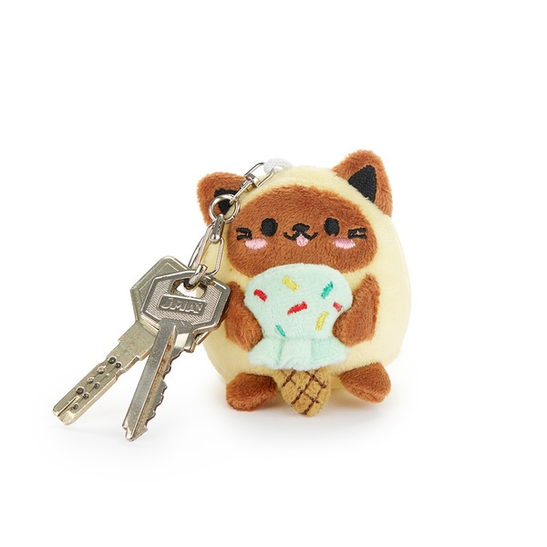 alvi Porte-clefs Fluffy Kawaii Minty Couleur jaune Amateur de crème glacée En peluche douce Polyeste