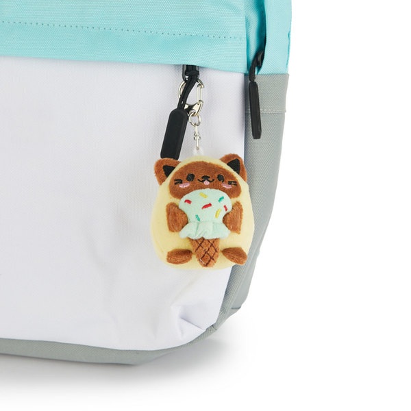 alvi Porte-clefs Fluffy Kawaii Minty Couleur jaune Amateur de crème glacée En peluche douce Polyeste