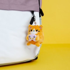 alvi Porte-clefs Fluffy Kawaii Gamer Couleur orange Chat joueur de jeux vidéo En peluche douce Nylon