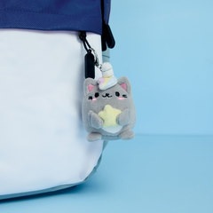 Balvi Keyring Fluffy Kawaii Starry Gray Color Unicorn Cat with star Soft and fluffy Nylon