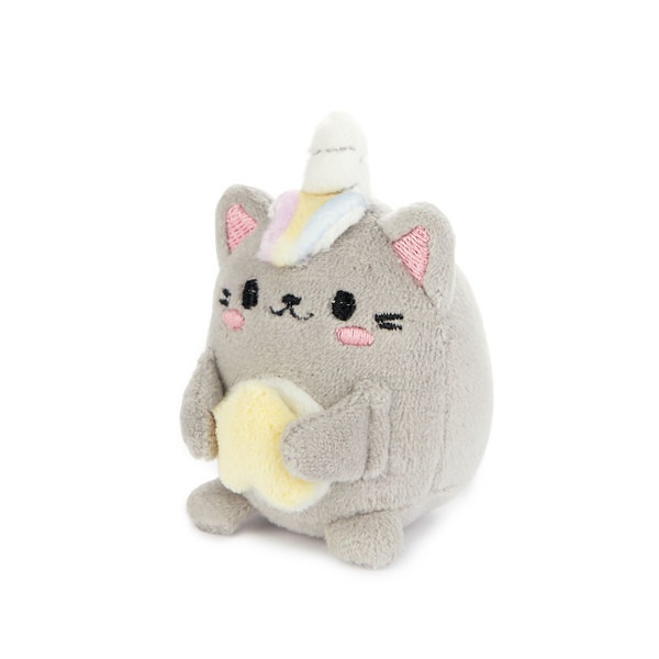 Balvi Llavero Fluffy Kawaii Starry Color Gris Gato unicornio con estrella Suave y esponjoso Nylon