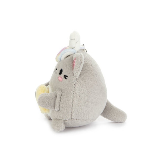 Balvi Llavero Fluffy Kawaii Starry Color Gris Gato unicornio con estrella Suave y esponjoso Nylon