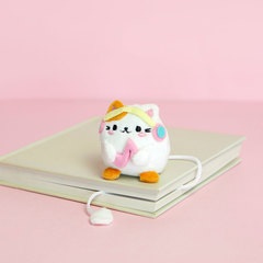 Balvi Bookmark Fluffy Kawaii Melody White color Cat with earphones Soft and fluffy Polyester