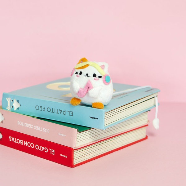 alvi Marque-page Fluffy Kawaii Melody Couleur blanc Chat avec des écouteurs En peluche douce Polyest