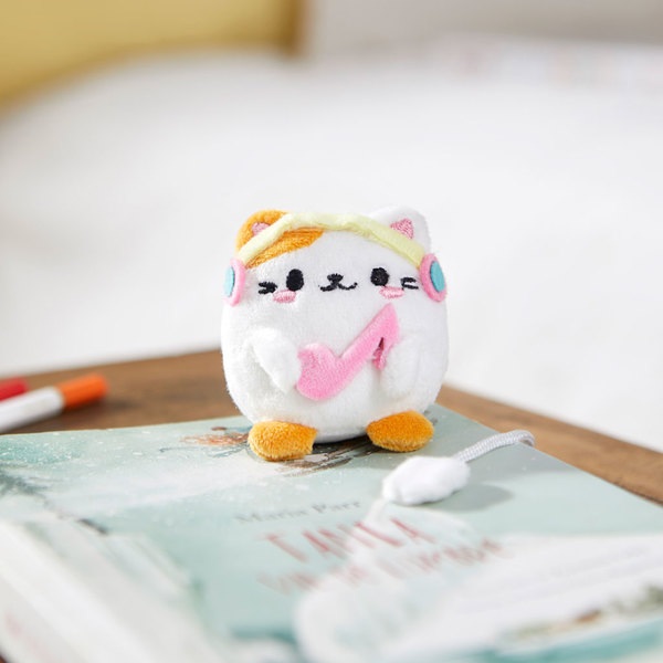 alvi Marque-page Fluffy Kawaii Melody Couleur blanc Chat avec des écouteurs En peluche douce Polyest