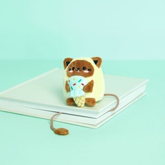 alvi Lesezeichen Fluffy Kawaii Minty Farbe Gelb Flauschig weiche, Speiseeis liebende Katze Polyester