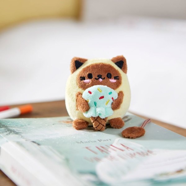 alvi Segnalibro Fluffy Kawaii Minty Colore giallo Gatto amante dei gelati Morbido e spugnoso Poliest