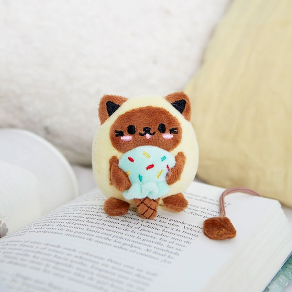 alvi Segnalibro Fluffy Kawaii Minty Colore giallo Gatto amante dei gelati Morbido e spugnoso Poliest