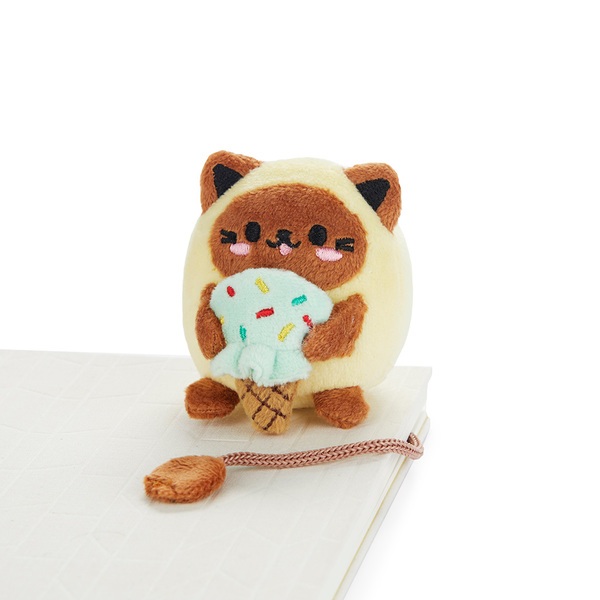alvi Segnalibro Fluffy Kawaii Minty Colore giallo Gatto amante dei gelati Morbido e spugnoso Poliest