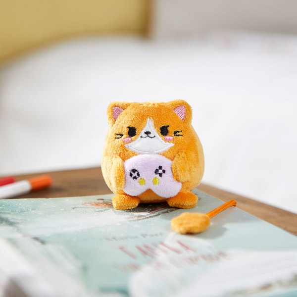 alvi Marcapáginas Fluffy Kawaii Gamer Color naranja Gato jugador de videojuegos Suave y esponjoso Po