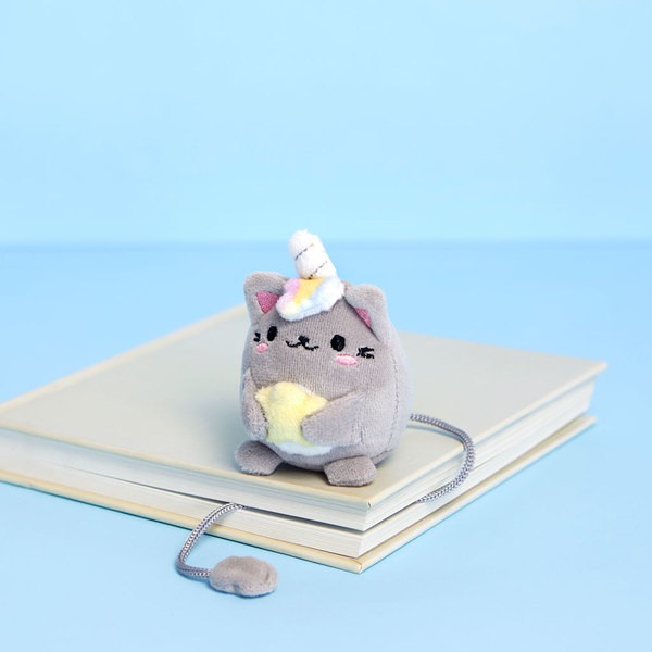 alvi Marcapáginas Fluffy Kawaii Starry Color gris Gato unicornio con estrella Suave y esponjoso Poli